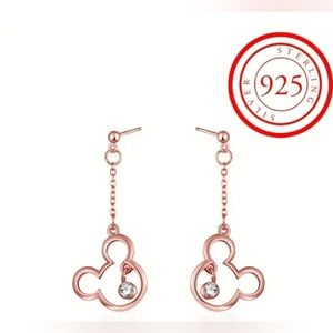 Disney Mouse stud earrings, rose gold color, 925 sterling silver & rhine…